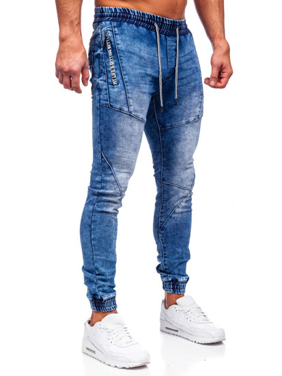 Pantaloni jogger in jeans da uomo blu Bolf E7756