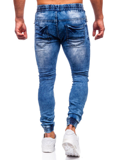 Pantaloni jogger in jeans da uomo blu Bolf E7756