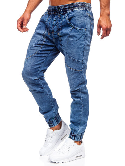 Pantaloni jogger in jeans da uomo blu Bolf K10001-1