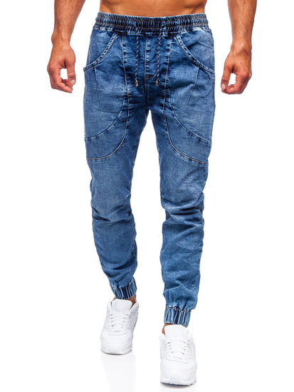 Pantaloni jogger in jeans da uomo blu Bolf K10001-1