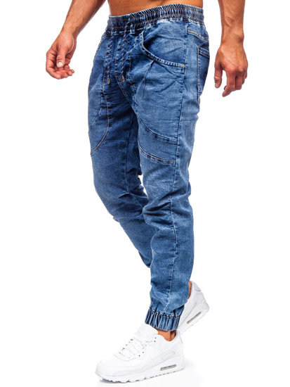 Pantaloni jogger in jeans da uomo blu Bolf K10001-1