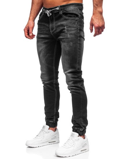 Pantaloni jogger in jeans da uomo neri Bolf 30051S0