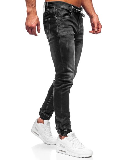 Pantaloni jogger in jeans da uomo neri Bolf 30051S0