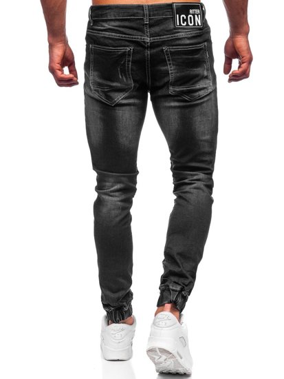 Pantaloni jogger in jeans da uomo neri Bolf 30051S0