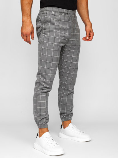 Pantaloni jogger in tessuto a scacchi da uomo grafite Bolf 0064