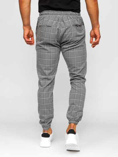 Pantaloni jogger in tessuto a scacchi da uomo grafite Bolf 0064