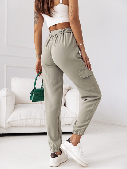 Pantaloni jogger in tessuto cargo da donna kaki Bolf 8266