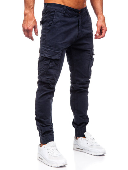 Pantaloni jogger in tessuto cargo da uomo azzurro Bolf 2233