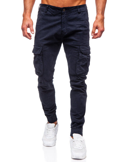 Pantaloni jogger in tessuto cargo da uomo azzurro Bolf 2233