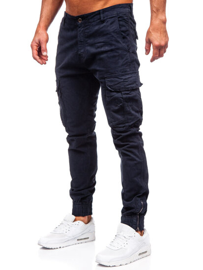 Pantaloni jogger in tessuto cargo da uomo azzurro Bolf 2233