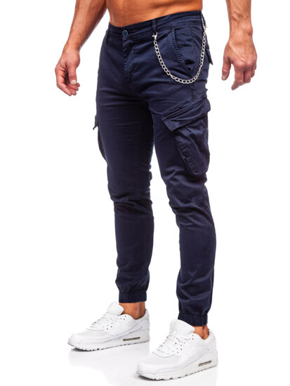 Pantaloni jogger in tessuto cargo da uomo azzurro Bolf SK850