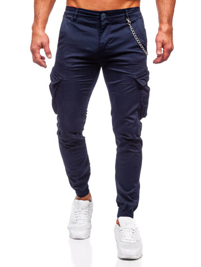 Pantaloni jogger in tessuto cargo da uomo azzurro Bolf SK850