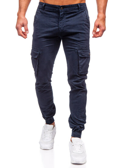 Pantaloni jogger in tessuto cargo da uomo blu Bolf JM5502