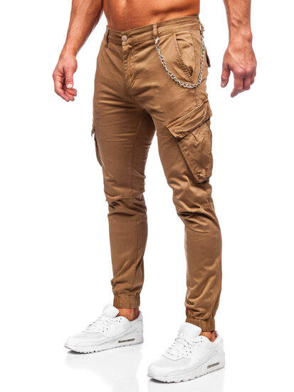 Pantaloni jogger in tessuto cargo da uomo camello Bolf SK850