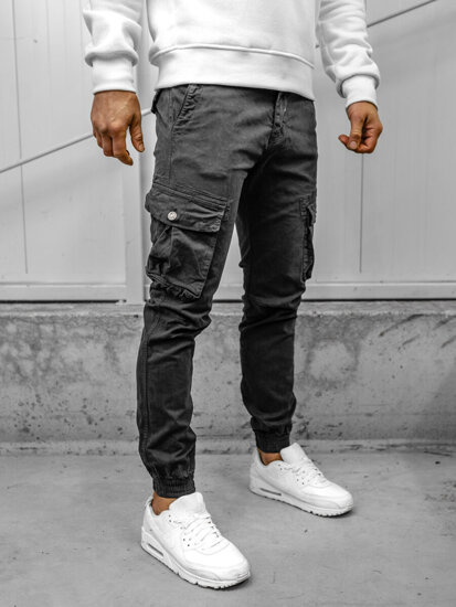 Pantaloni jogger in tessuto cargo da uomo grigio Bolf JM5502A