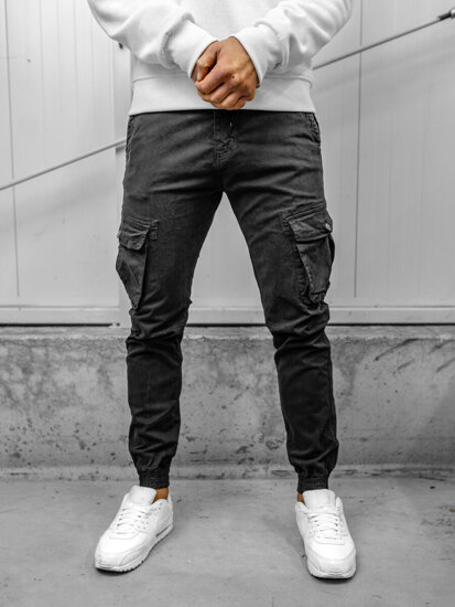 Pantaloni jogger in tessuto cargo da uomo grigio Bolf JM5502A