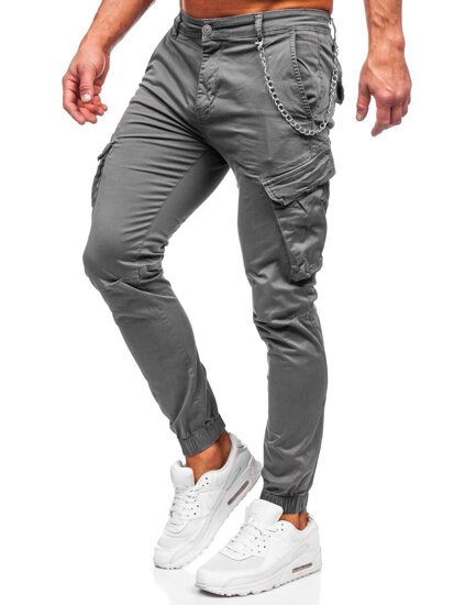 Pantaloni jogger in tessuto cargo da uomo grigio Bolf SK850