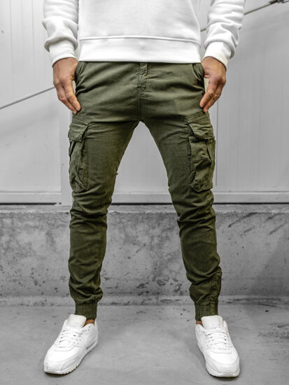 Pantaloni jogger in tessuto cargo da uomo khaki Bolf 2233A