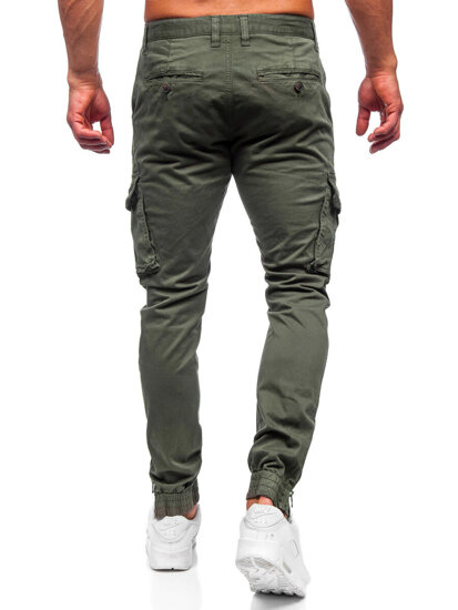 Pantaloni jogger in tessuto cargo da uomo khaki Bolf 77322