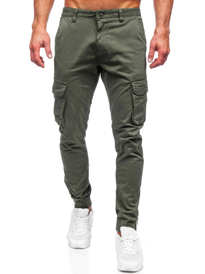 Pantaloni jogger in tessuto cargo da uomo khaki Bolf 77322