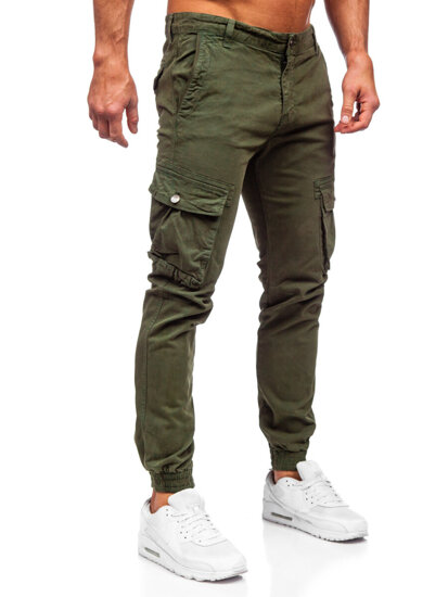 Pantaloni jogger in tessuto cargo da uomo khaki Bolf JM5502