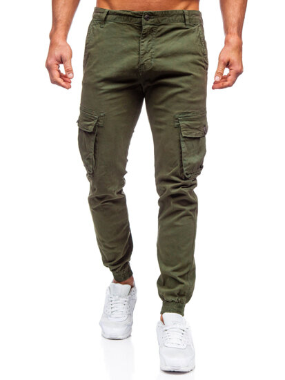 Pantaloni jogger in tessuto cargo da uomo khaki Bolf JM5502