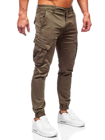 Pantaloni jogger in tessuto cargo da uomo khaki Bolf SK850