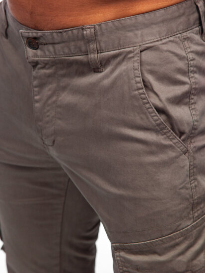 Pantaloni jogger in tessuto cargo da uomo marrone Bolf 77322