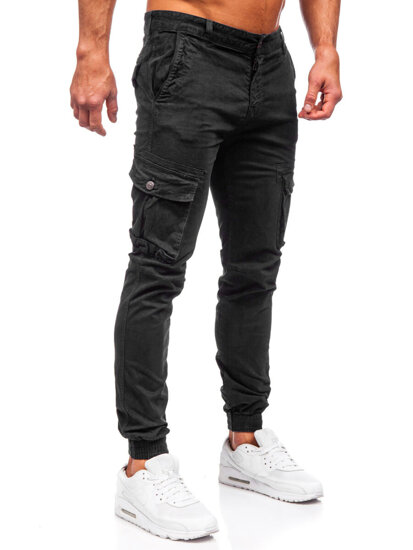 Pantaloni jogger in tessuto cargo da uomo nero Bolf JM5502