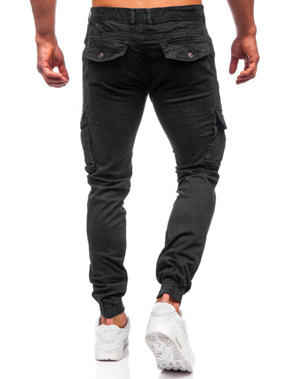 Pantaloni jogger in tessuto cargo da uomo nero Bolf JM5502