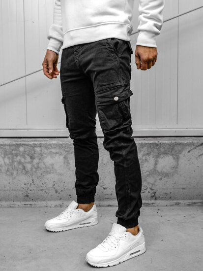 Pantaloni jogger in tessuto cargo da uomo nero Bolf JM5502A