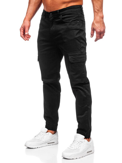 Pantaloni jogger in tessuto cargo da uomo nero Bolf S201