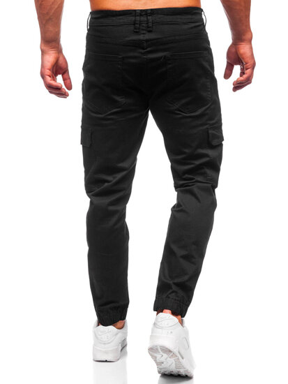 Pantaloni jogger in tessuto cargo da uomo nero Bolf S201