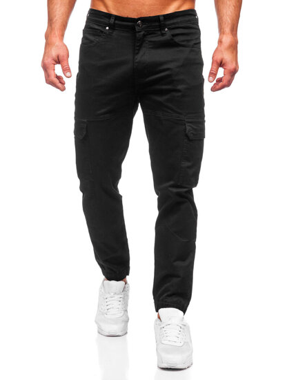 Pantaloni jogger in tessuto cargo da uomo nero Bolf S201