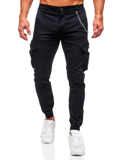 Pantaloni jogger in tessuto cargo da uomo nero Bolf SK850