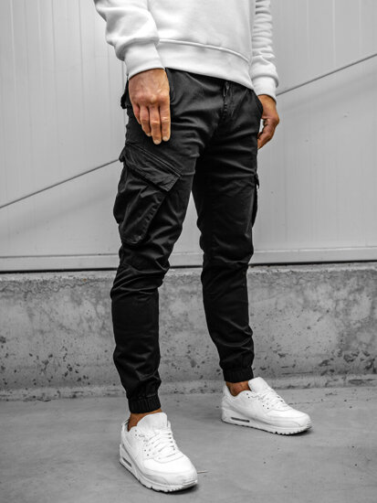 Pantaloni jogger in tessuto cargo da uomo nero Bolf SK850A