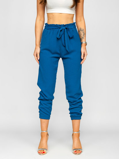 Pantaloni jogger in tessuto da donna azzurri Bolf W5076