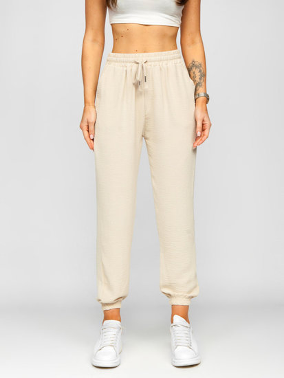 Pantaloni jogger in tessuto da donna beige Bolf W7322