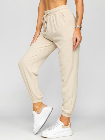 Pantaloni jogger in tessuto da donna beige Bolf W7322