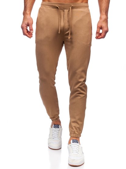 Pantaloni jogger in tessuto da uomo cammello Bolf 0011