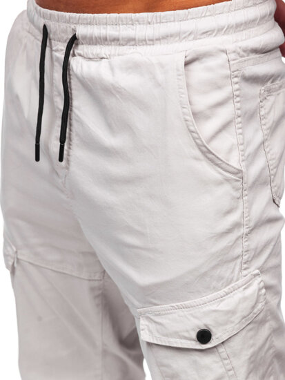 Pantaloni jogger in tessuto tipo cargo da uomo beige Bolf 384