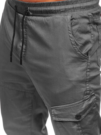 Pantaloni jogger in tessuto tipo cargo da uomo grafite Bolf 384