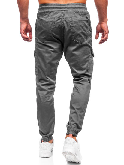 Pantaloni jogger in tessuto tipo cargo da uomo grafite Bolf 384