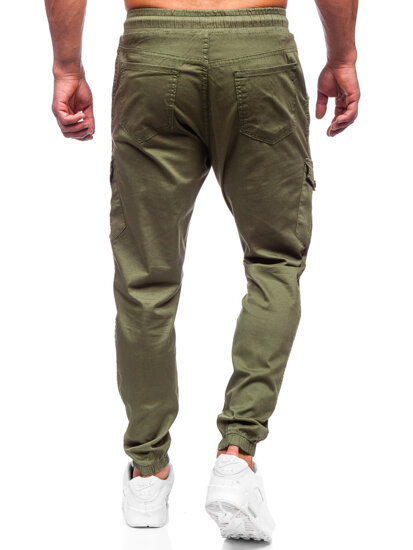 Pantaloni jogger in tessuto tipo cargo da uomo khaki Bolf 384