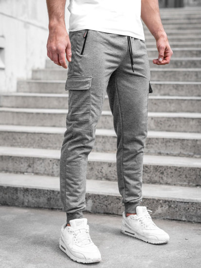 Pantaloni jogger in tuta tipo cargo da uomo antracite Bolf JX5061A