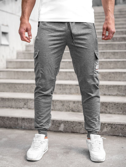 Pantaloni jogger in tuta tipo cargo da uomo antracite Bolf JX5061A