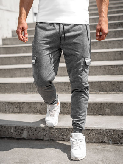 Pantaloni jogger in tuta tipo cargo da uomo antracite Bolf JX5063A