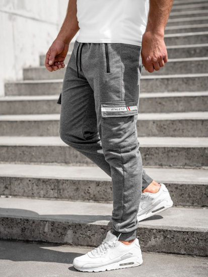 Pantaloni jogger in tuta tipo cargo da uomo antracite Bolf JX5063A