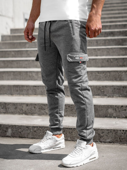 Pantaloni jogger in tuta tipo cargo da uomo antracite Bolf JX5065A