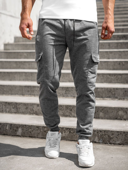 Pantaloni jogger in tuta tipo cargo da uomo antracite Bolf JX5065A